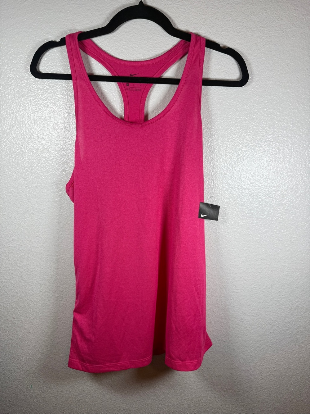 Nike Womens Large Dri-FIT Racerback Athletic Tank Top Bright Pink Hot Pink L NWT